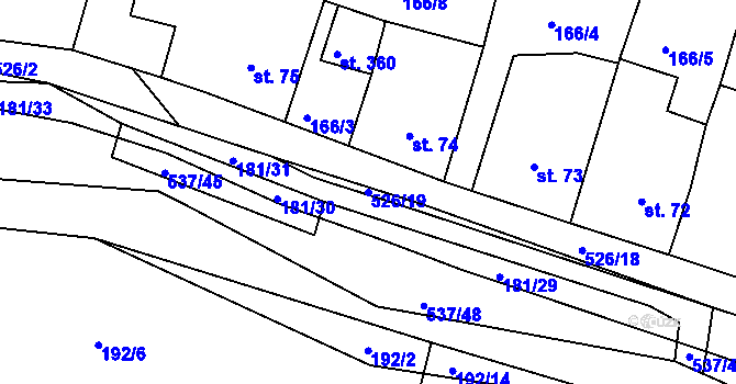 Parcela st. 526/19 v KÚ Čižice, Katastrální mapa