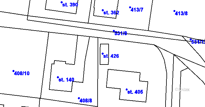 Parcela st. 426 v KÚ Čižice, Katastrální mapa