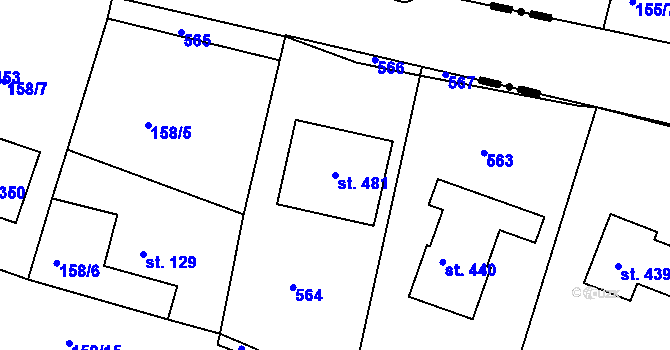 Parcela st. 481 v KÚ Čižice, Katastrální mapa