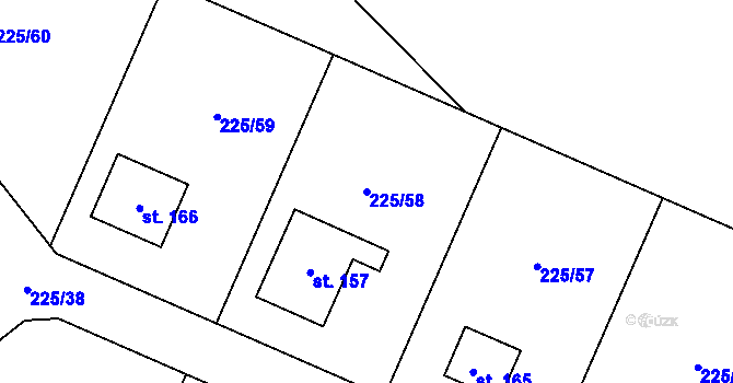 Parcela st. 225/58 v KÚ Nebílovský Borek, Katastrální mapa