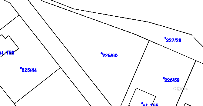 Parcela st. 225/60 v KÚ Nebílovský Borek, Katastrální mapa