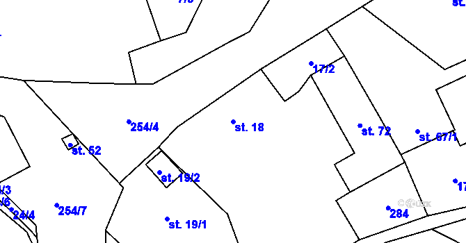 Parcela st. 18 v KÚ Nebílovský Borek, Katastrální mapa