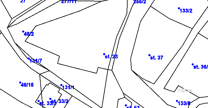 Parcela st. 23 v KÚ Nebílovský Borek, Katastrální mapa