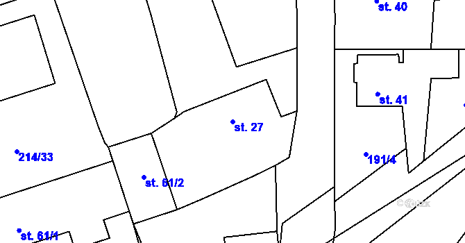 Parcela st. 27 v KÚ Nebílovský Borek, Katastrální mapa