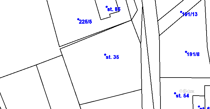 Parcela st. 35 v KÚ Nebílovský Borek, Katastrální mapa
