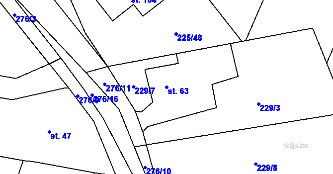Parcela st. 63 v KÚ Nebílovský Borek, Katastrální mapa
