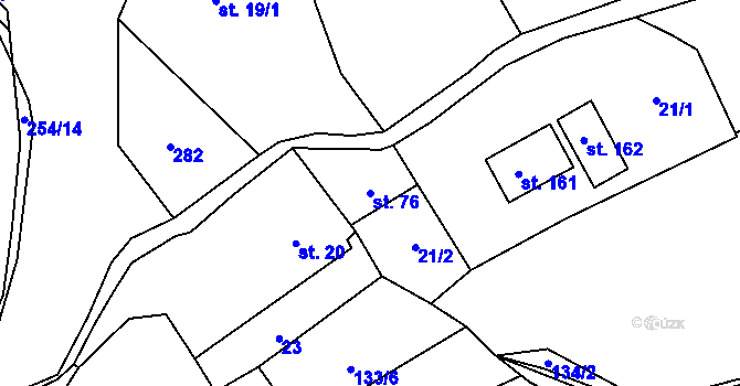 Parcela st. 76 v KÚ Nebílovský Borek, Katastrální mapa