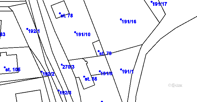 Parcela st. 79 v KÚ Nebílovský Borek, Katastrální mapa