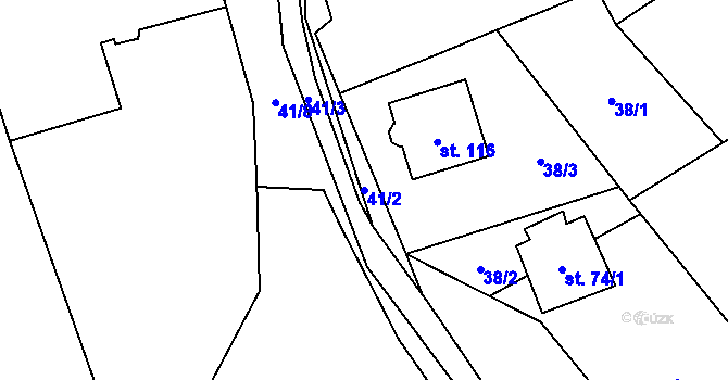Parcela st. 41/2 v KÚ Nebílovský Borek, Katastrální mapa