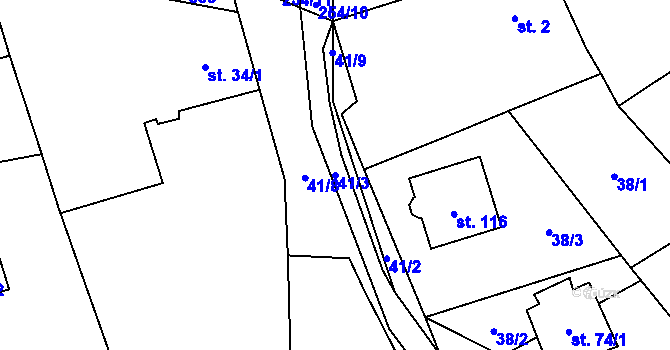 Parcela st. 41/3 v KÚ Nebílovský Borek, Katastrální mapa