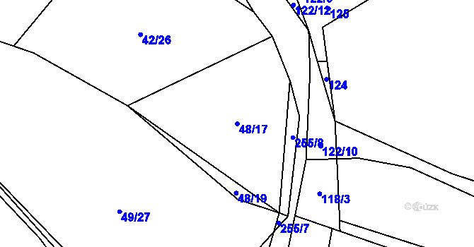 Parcela st. 48/17 v KÚ Nebílovský Borek, Katastrální mapa