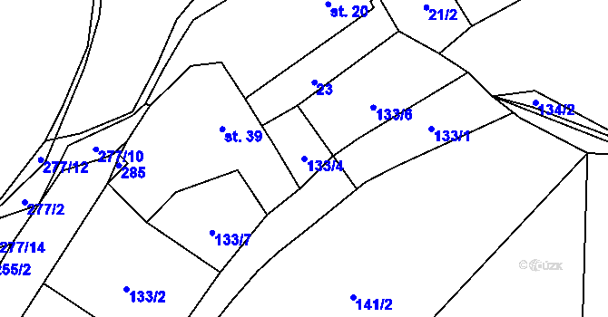 Parcela st. 133/4 v KÚ Nebílovský Borek, Katastrální mapa