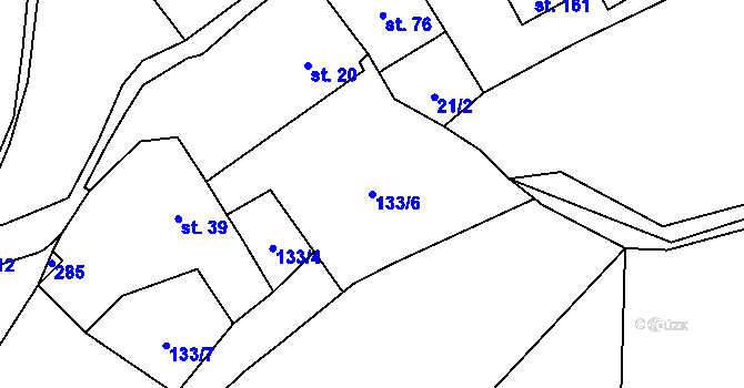 Parcela st. 133/6 v KÚ Nebílovský Borek, Katastrální mapa