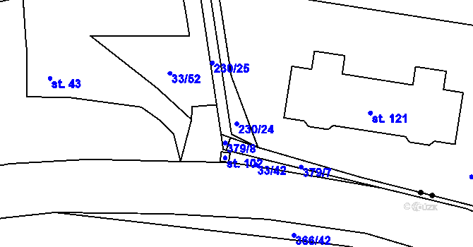 Parcela st. 230/24 v KÚ Nebílovský Borek, Katastrální mapa