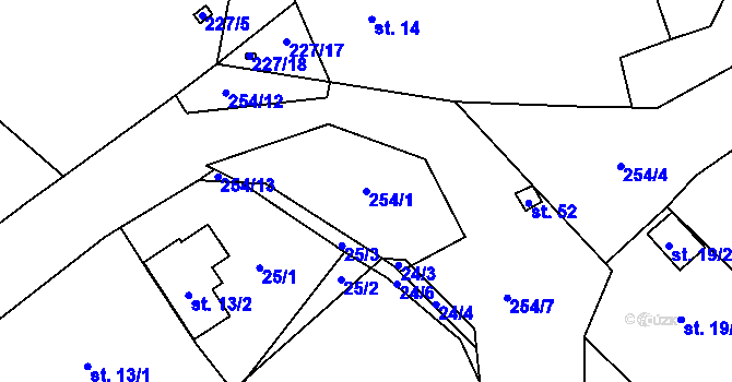 Parcela st. 254/1 v KÚ Nebílovský Borek, Katastrální mapa