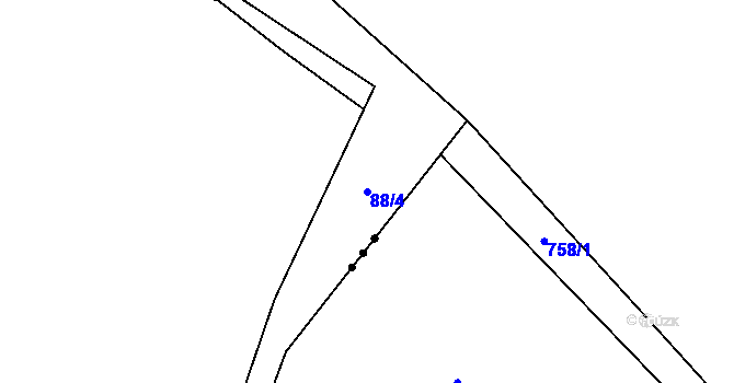 Parcela st. 88/4 v KÚ Nebílovský Borek, Katastrální mapa