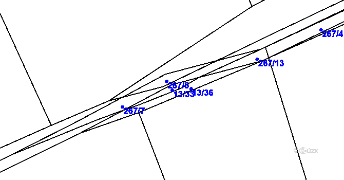 Parcela st. 13/33 v KÚ Nebílovský Borek, Katastrální mapa