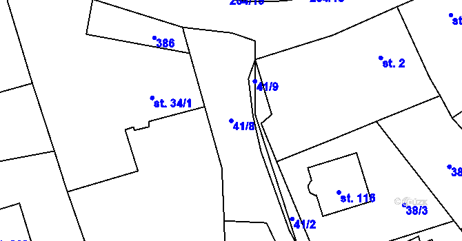 Parcela st. 41/8 v KÚ Nebílovský Borek, Katastrální mapa