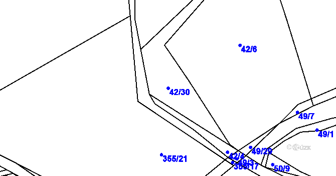 Parcela st. 42/30 v KÚ Nebílovský Borek, Katastrální mapa
