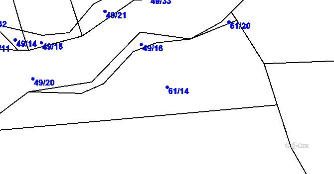 Parcela st. 61/14 v KÚ Nebílovský Borek, Katastrální mapa
