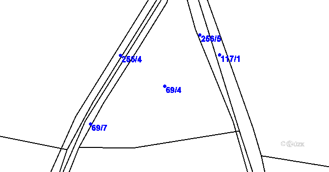 Parcela st. 69/4 v KÚ Nebílovský Borek, Katastrální mapa