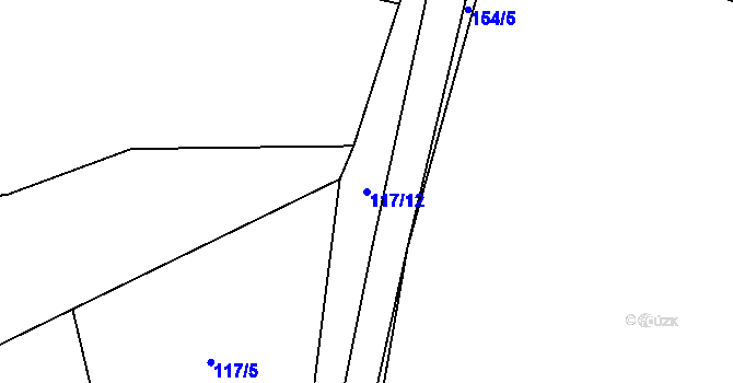 Parcela st. 117/12 v KÚ Nebílovský Borek, Katastrální mapa