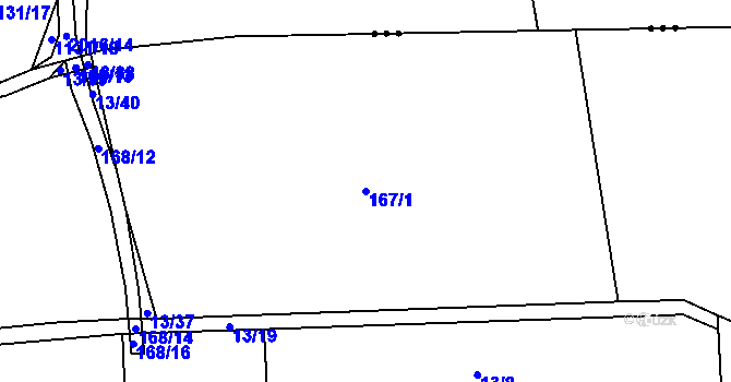 Parcela st. 167/1 v KÚ Nebílovský Borek, Katastrální mapa