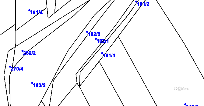 Parcela st. 181/1 v KÚ Nebílovský Borek, Katastrální mapa