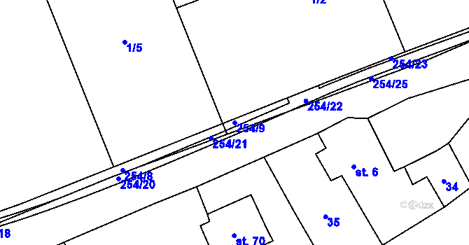 Parcela st. 254/9 v KÚ Nebílovský Borek, Katastrální mapa