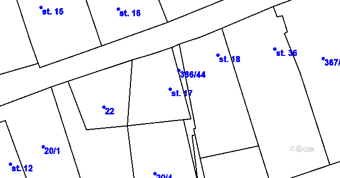 Parcela st. 17 v KÚ Štěnovický Borek, Katastrální mapa