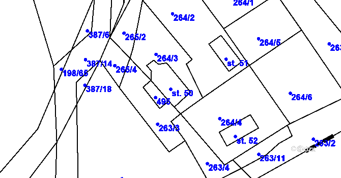 Parcela st. 50 v KÚ Štěnovický Borek, Katastrální mapa