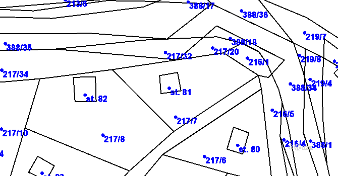 Parcela st. 81 v KÚ Štěnovický Borek, Katastrální mapa
