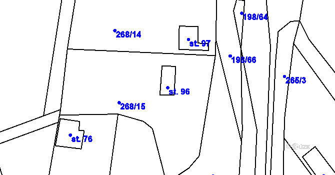 Parcela st. 96 v KÚ Štěnovický Borek, Katastrální mapa