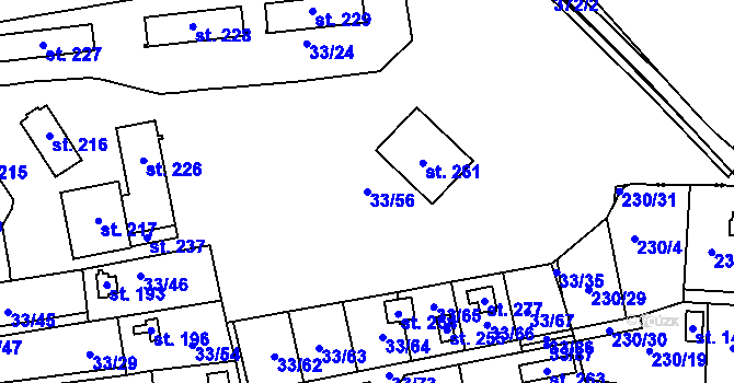 Parcela st. 33/56 v KÚ Štěnovický Borek, Katastrální mapa