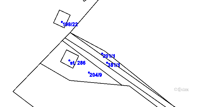 Parcela st. 201/1 v KÚ Štěnovický Borek, Katastrální mapa