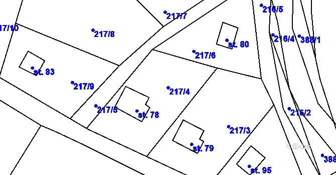 Parcela st. 217/4 v KÚ Štěnovický Borek, Katastrální mapa