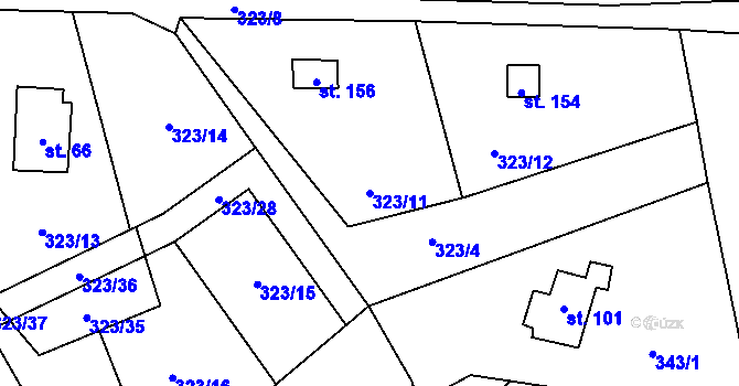 Parcela st. 323/11 v KÚ Štěnovický Borek, Katastrální mapa