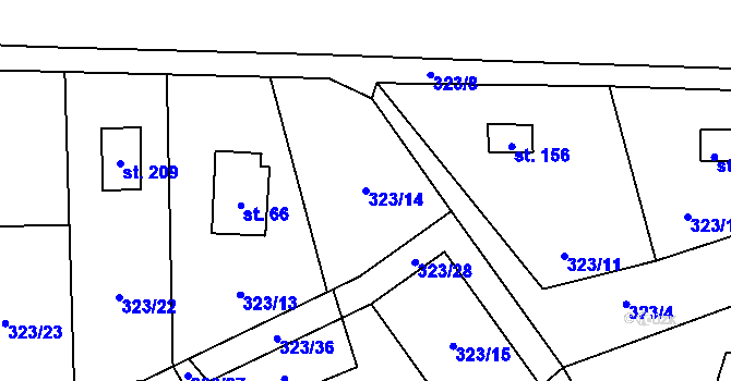 Parcela st. 323/14 v KÚ Štěnovický Borek, Katastrální mapa