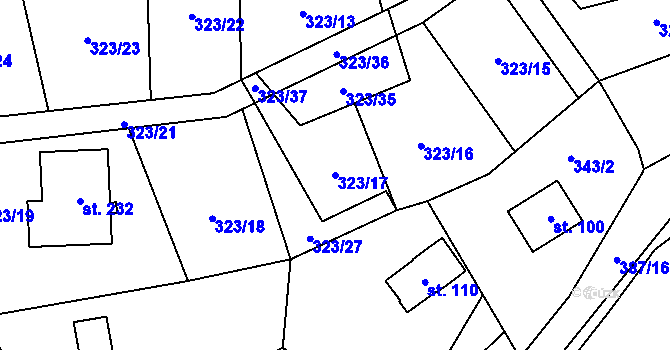 Parcela st. 323/17 v KÚ Štěnovický Borek, Katastrální mapa