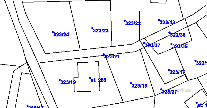 Parcela st. 323/21 v KÚ Štěnovický Borek, Katastrální mapa