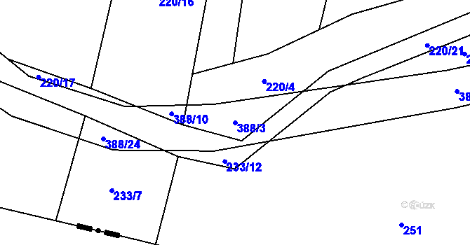 Parcela st. 388/3 v KÚ Štěnovický Borek, Katastrální mapa