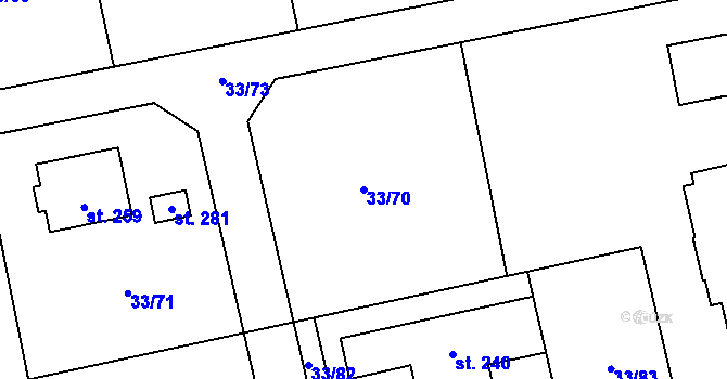 Parcela st. 33/70 v KÚ Štěnovický Borek, Katastrální mapa