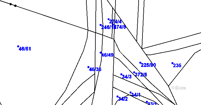 Parcela st. 46/49 v KÚ Štěnovický Borek, Katastrální mapa
