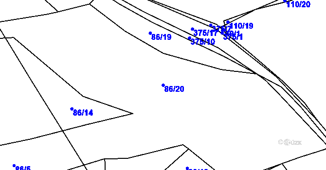 Parcela st. 86/20 v KÚ Štěnovický Borek, Katastrální mapa