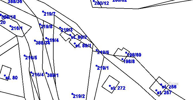 Parcela st. 219/6 v KÚ Štěnovický Borek, Katastrální mapa