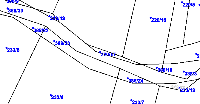 Parcela st. 220/17 v KÚ Štěnovický Borek, Katastrální mapa