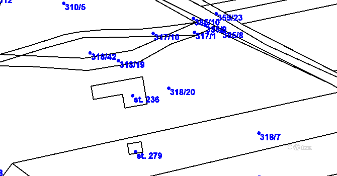 Parcela st. 318/20 v KÚ Štěnovický Borek, Katastrální mapa