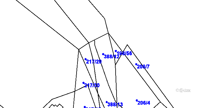 Parcela st. 388/12 v KÚ Štěnovický Borek, Katastrální mapa