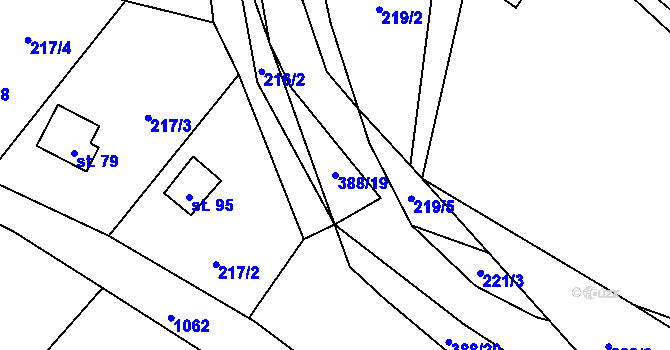 Parcela st. 388/19 v KÚ Štěnovický Borek, Katastrální mapa
