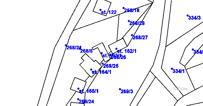 Parcela st. 163/1 v KÚ Štěnovický Borek, Katastrální mapa